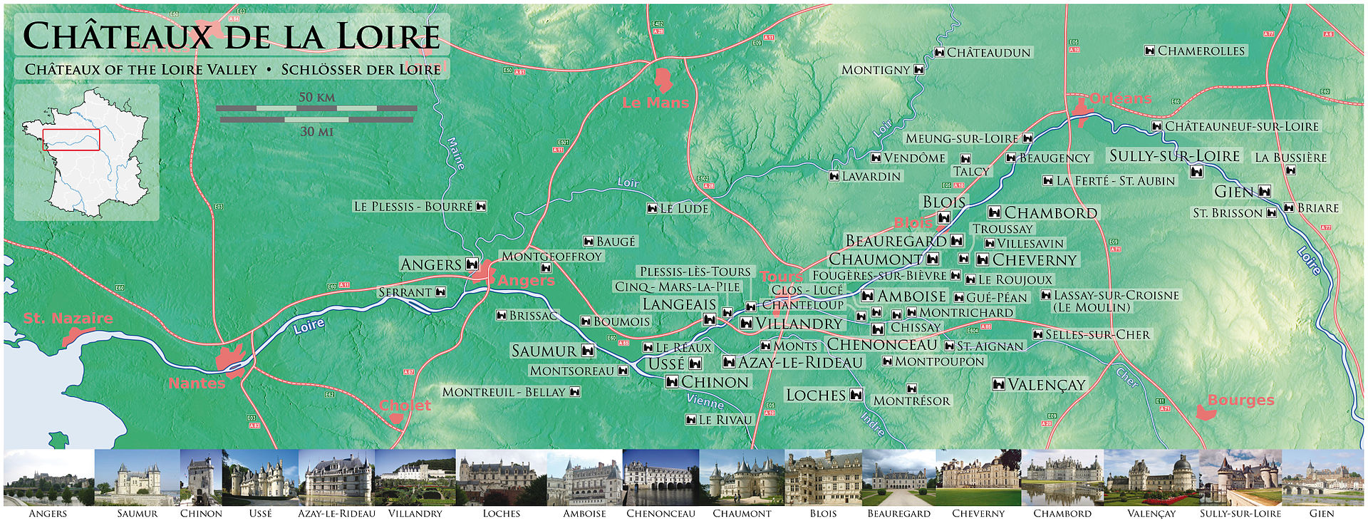 Châteaux de la Loire - Carte du Val de Loire